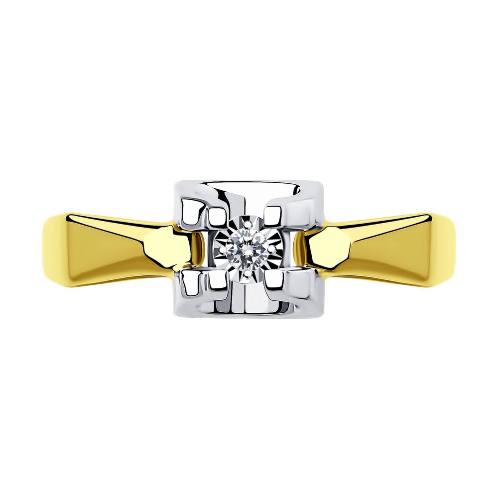 фото Кольцо sokolov diamonds из комбинированного золота с алмазной гранью с бриллиантом