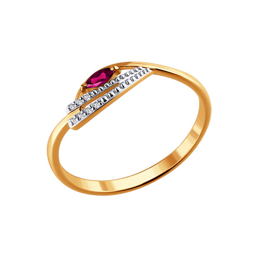 фото Кольцо sokolov diamonds из золота с бриллиантами и рубином