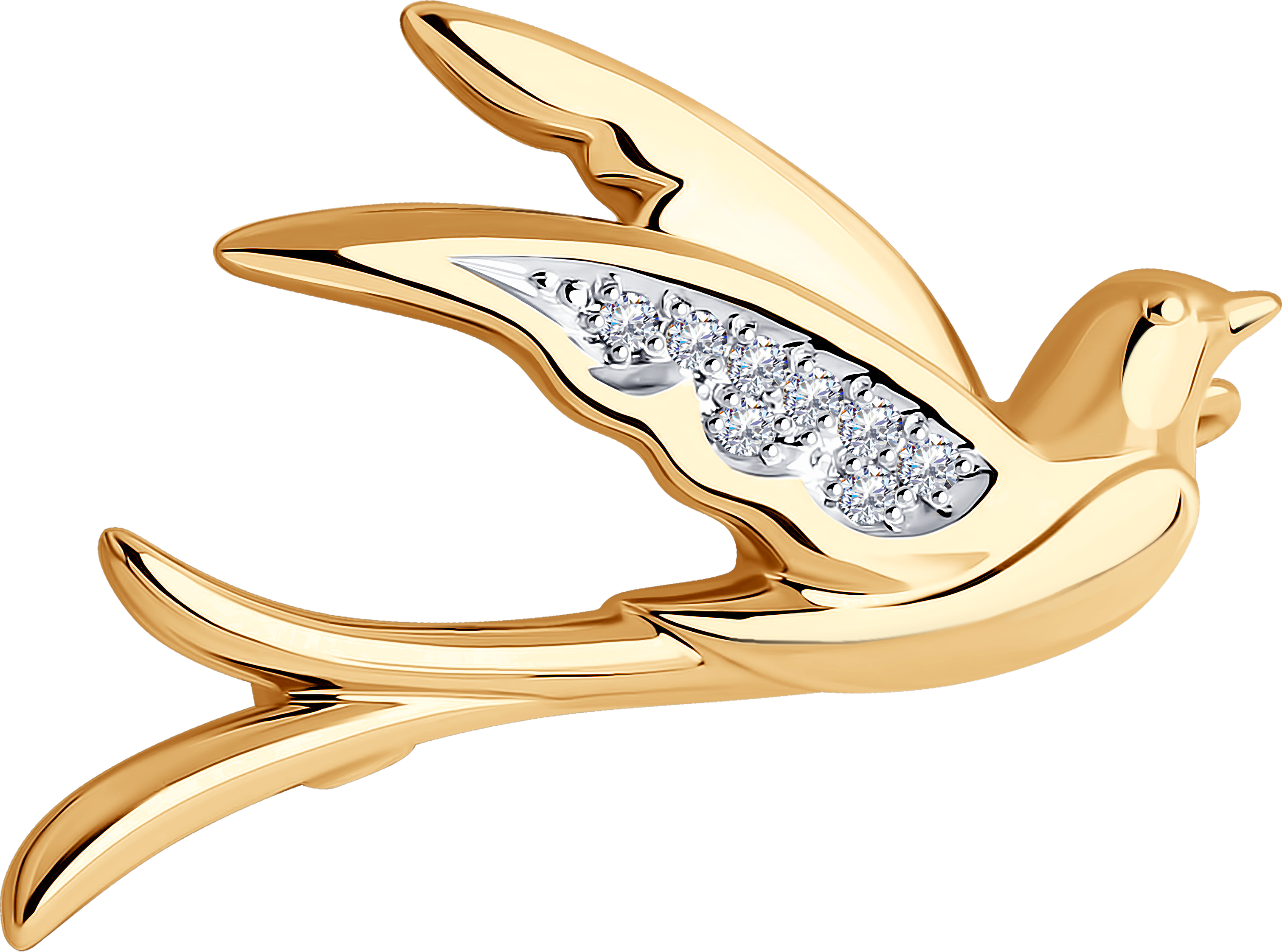 Брошь «Ласточка» с бриллиантами  SOKOLOV Diamonds