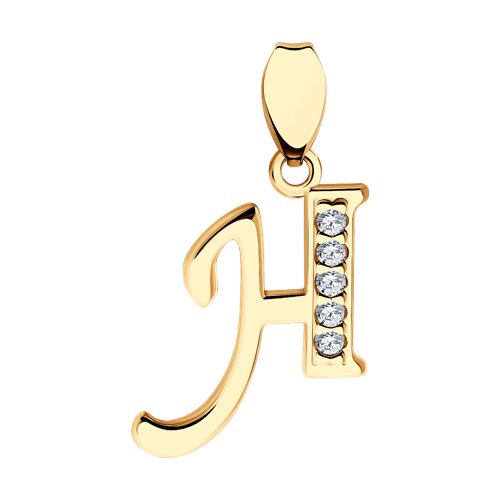 Подвеска из золочёного серебра с фианитами - фото 1