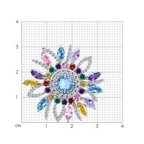 Брошь из серебра с фианитами - фото 4