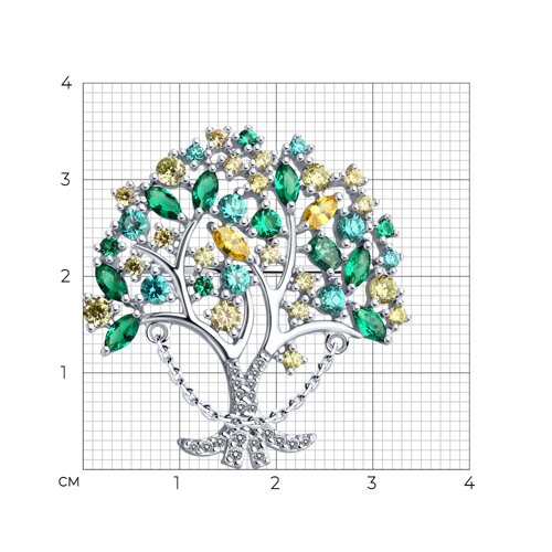 Брошь из серебра с фианитами - фото 4