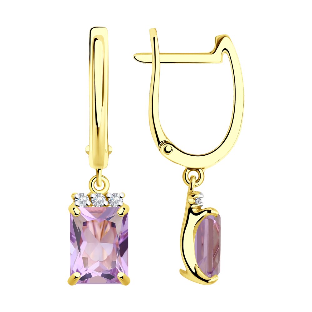 

Серьги SOKOLOV из желтого золота с аметистами и фианитами