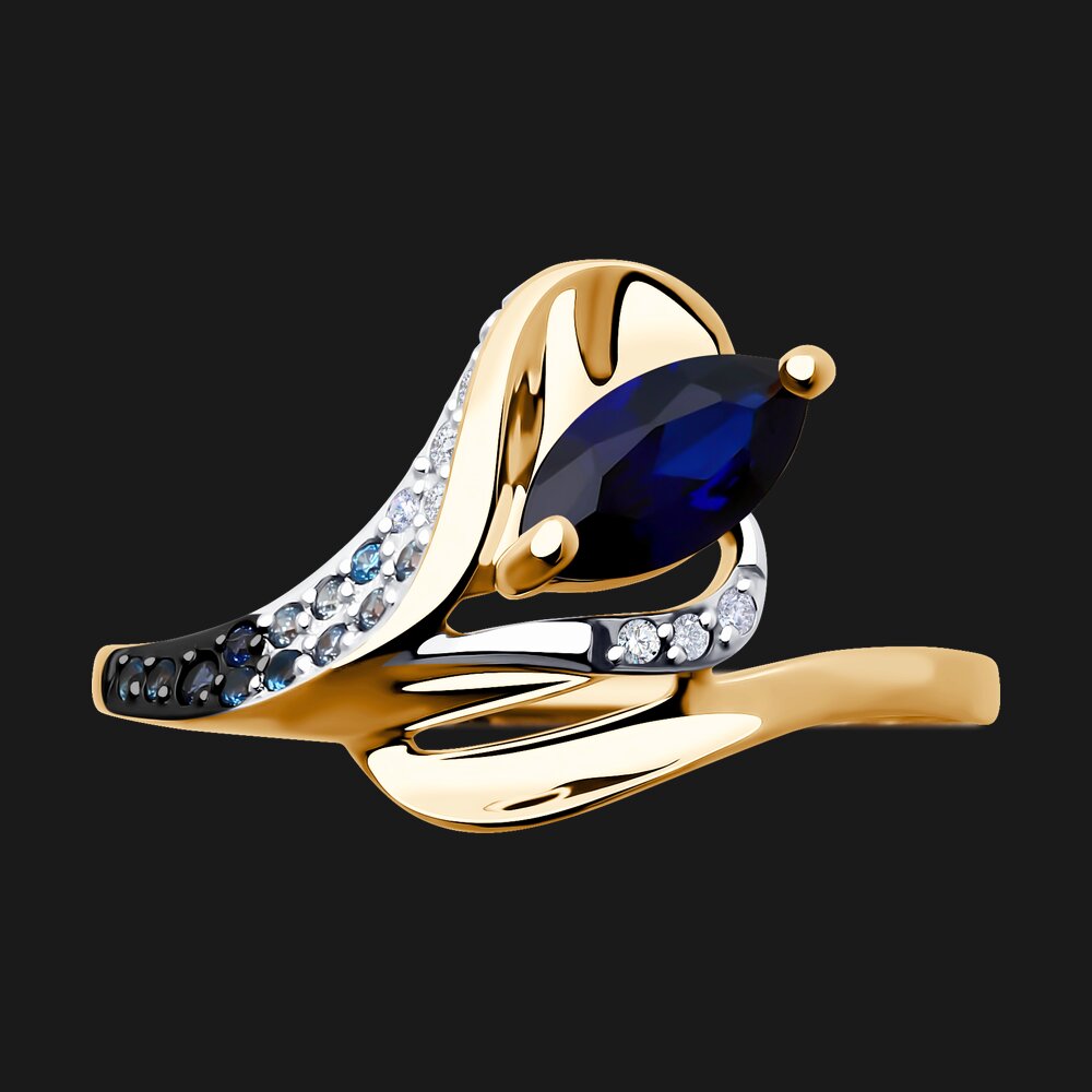 Кольцо SOKOLOV из золота с корундом и фианитами, фото 5