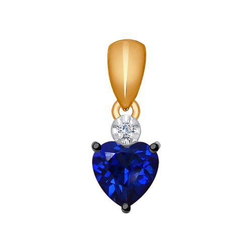Подвеска из золота с бриллиантом и синим корунд (синт.)
