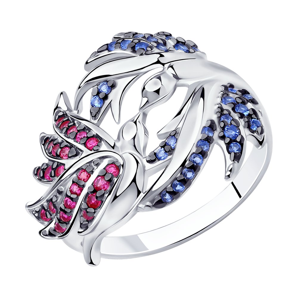 

Кольцо SOKOLOV из серебра с красными и синими фианитами