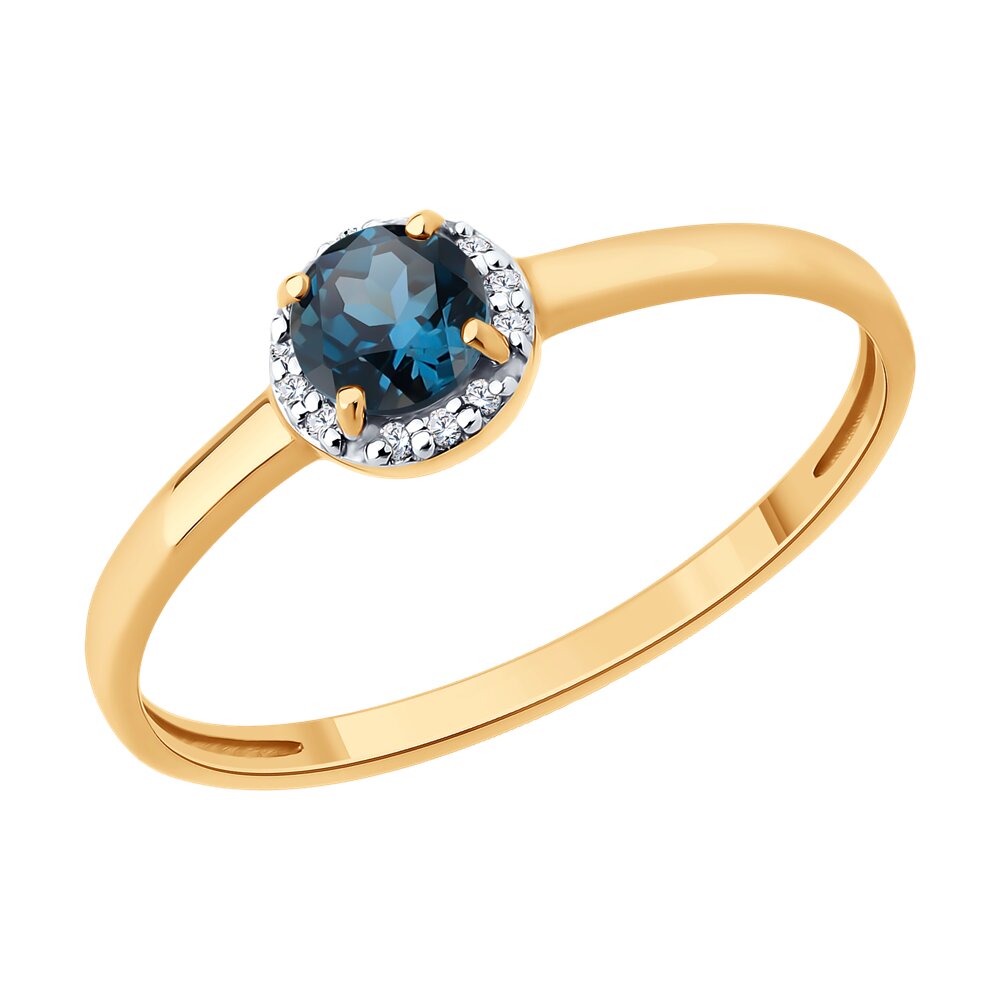 Кольцо SOKOLOV из золота с бриллиантами и лондон топазом
