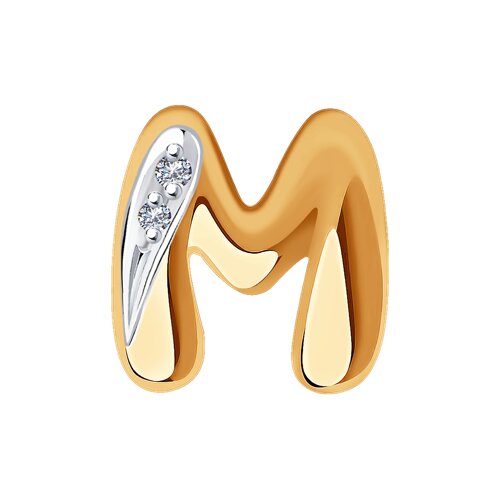 Подвеска буква М из золота с бриллиантами