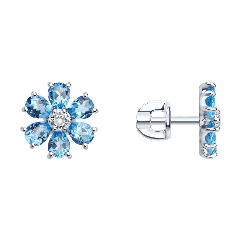 Серьги SOKOLOV из белого золота с топазами и фианитами 109990₽