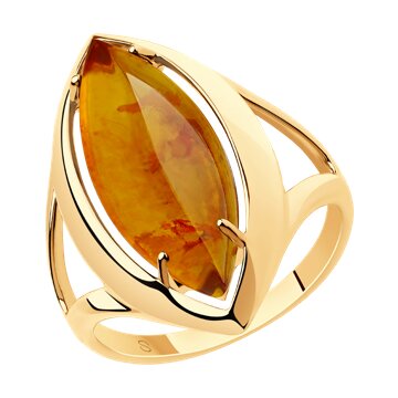 Кольцо SOKOLOV из золочёного серебра с янтарём 2800₽