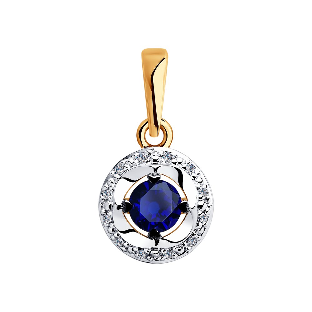 фото Подвеска sokolov diamonds из комбинированного золота с бриллиантами и синими корундами
