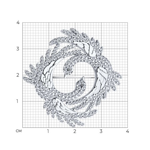 Брошь из серебра с фианитами - фото 4