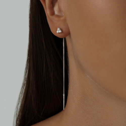 Серьги-цепочки из серебра с фианитами - фото 2