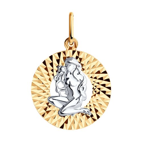 Подвеска "Знак зодиака Дева" из комбинированного золота с алмазной гранью