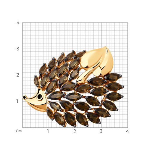 Брошь из серебра с эмалью с раухтопазами - фото 7