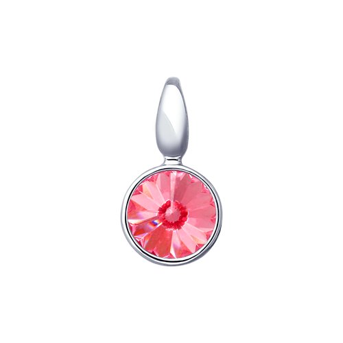 Подвеска из серебра с розовым кристаллом Swarovski
