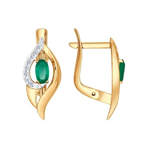 Серьги из золота с агатами и фианитами
