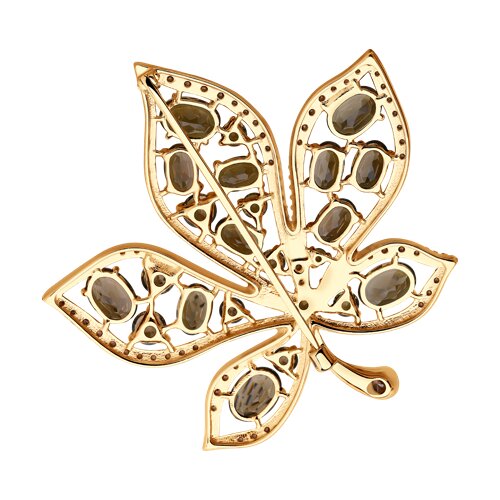 Брошь из золочёного серебра с раухтопазами и фианитами - фото 2