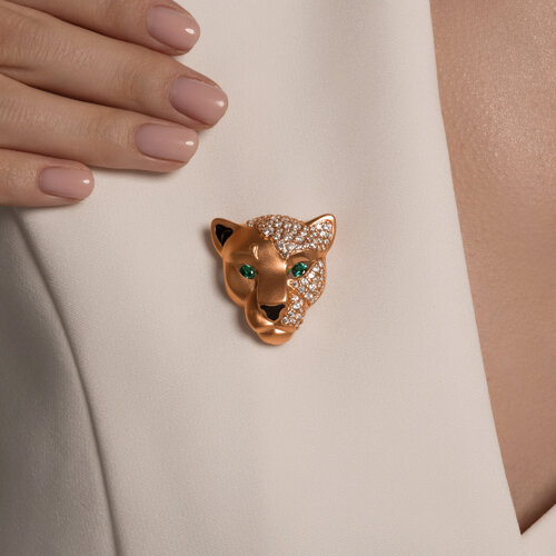 Брошь из золочёного серебра с фианитами и эмалью - фото 3