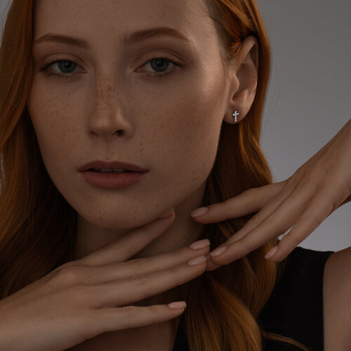 Серьги из серебра с фианитами - фото 2