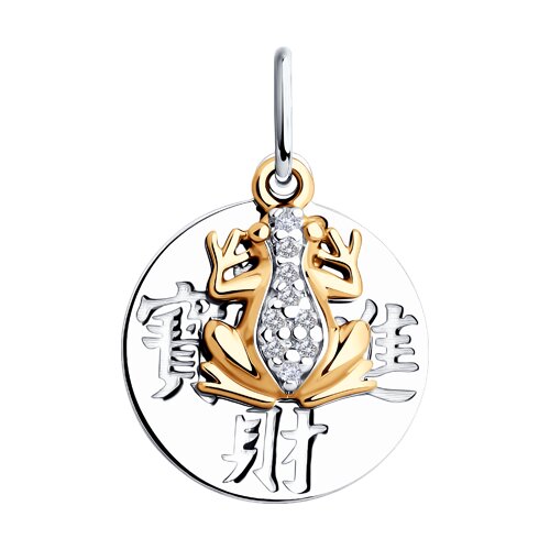 Подвеска из золочёного серебра с фианитами - фото 1