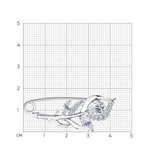 Брошь из серебра с фианитами - фото 3