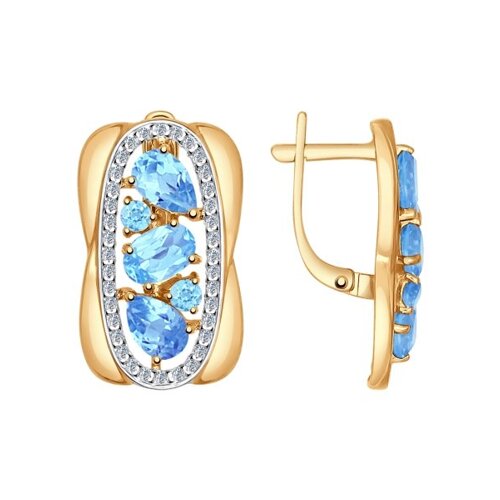 

Серьги SOKOLOV из золота с голубыми топазами и фианитами