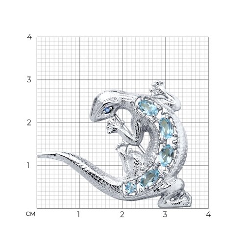 Брошь из серебра с топазами и фианитами - фото 3