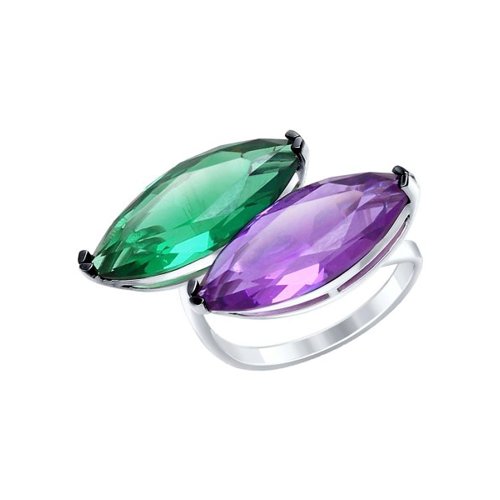 Кольцо из серебра с сиреневым и зелёным ситаллами SOKOLOV - купить в ...