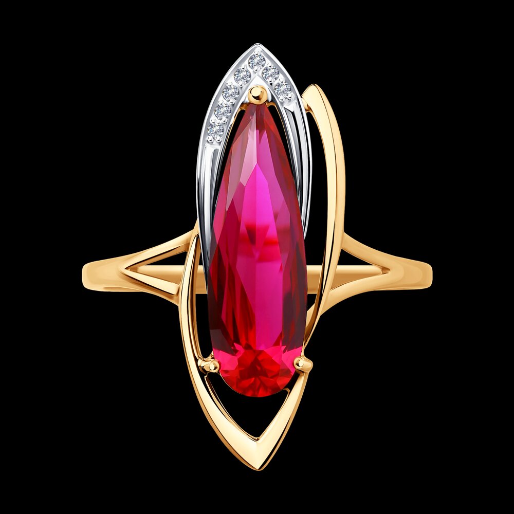 Кольцо SOKOLOV из золота с корундом и фианитами, фото 4