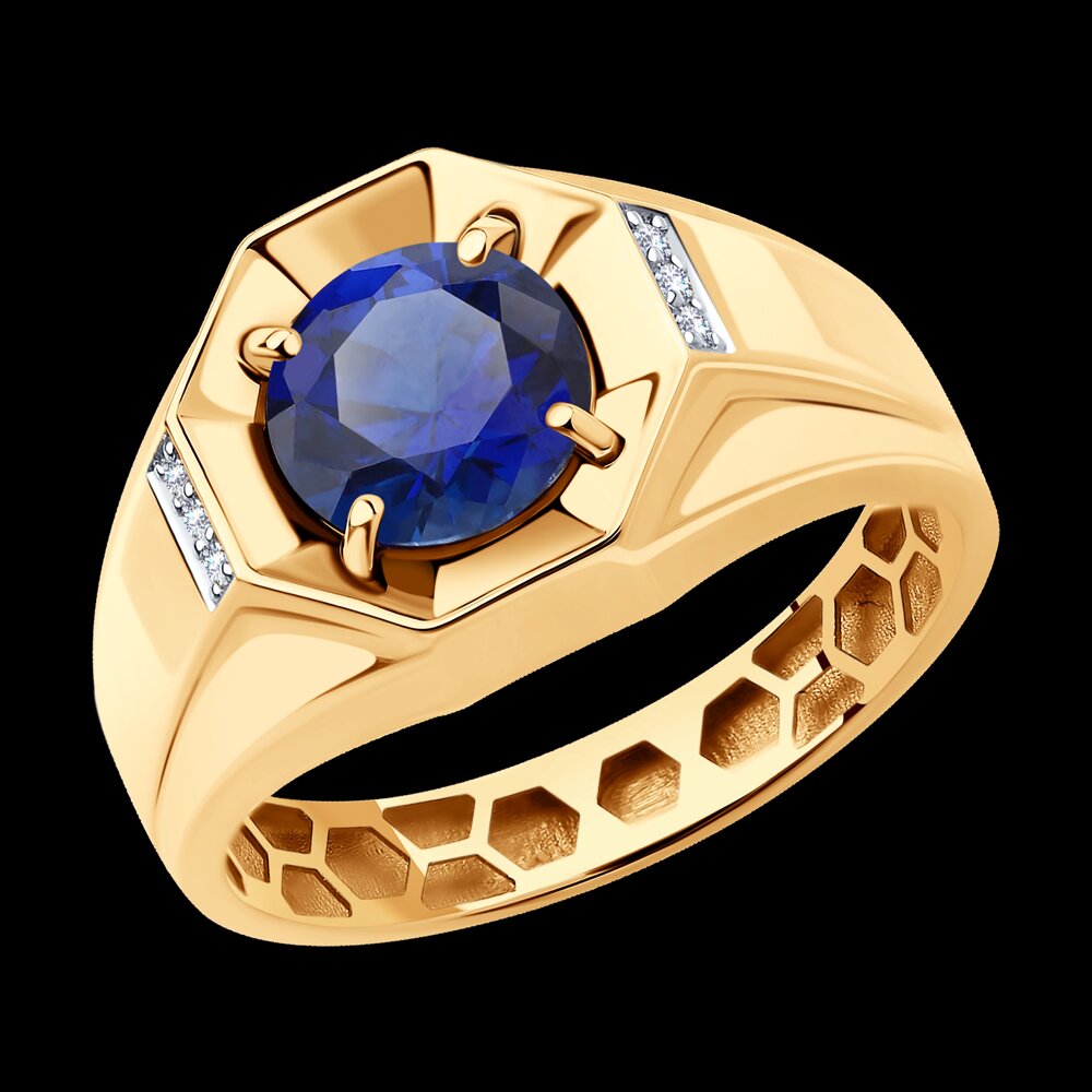 Кольцо SOKOLOV из золота с корундом и фианитами, фото 3