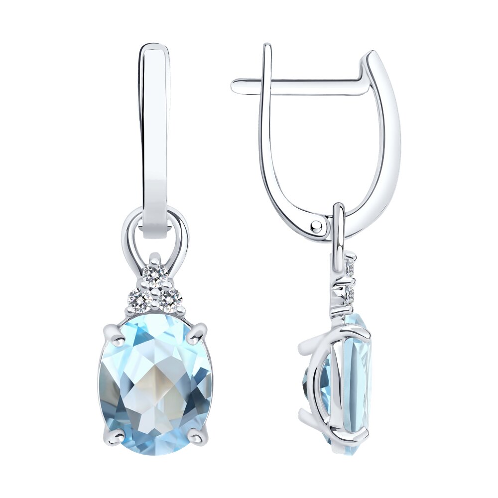 Серьги SOKOLOV из белого золота с топазами и бриллиантами выращенными 160990₽