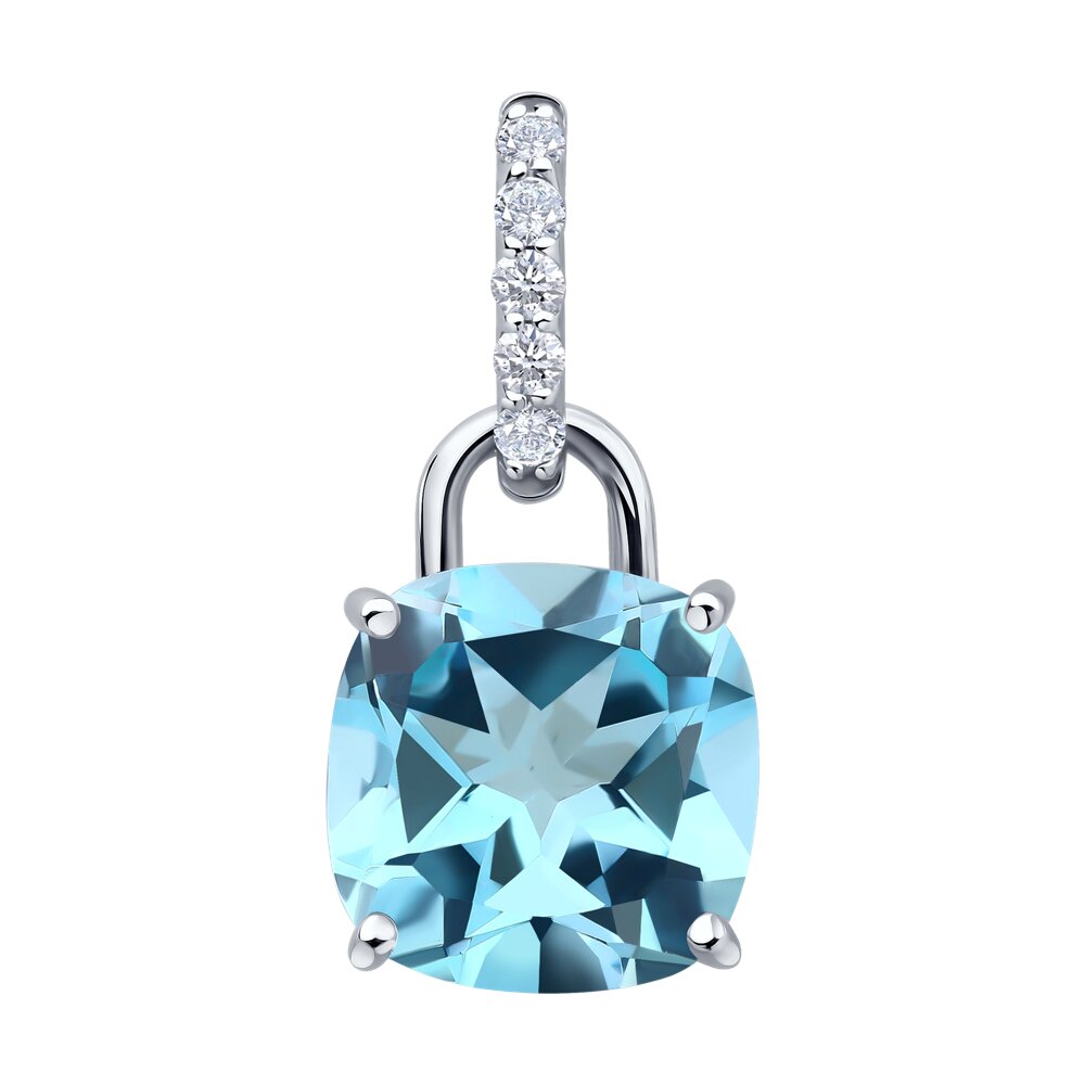 Подвеска SOKOLOV из белого золота с топазом и бриллиантами выращенными