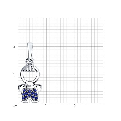 Подвеска из серебра с синими фианитами - фото 5