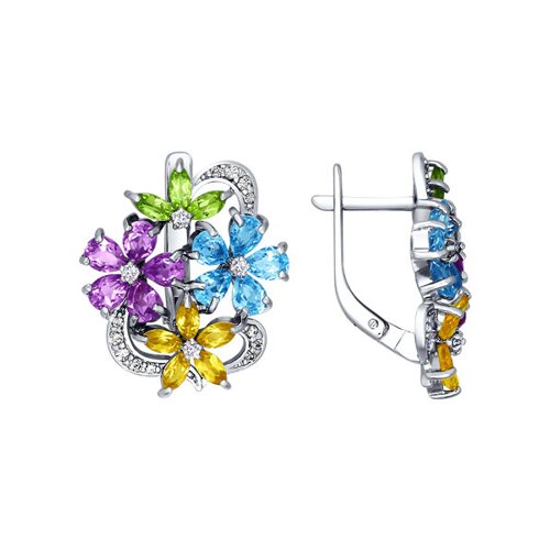 

Серьги с цветками SOKOLOV из полудрагоценных камней