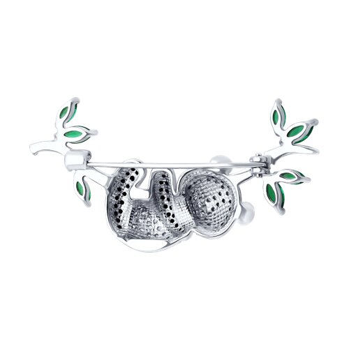 Брошь из серебра с фианитами и эмалью - фото 2