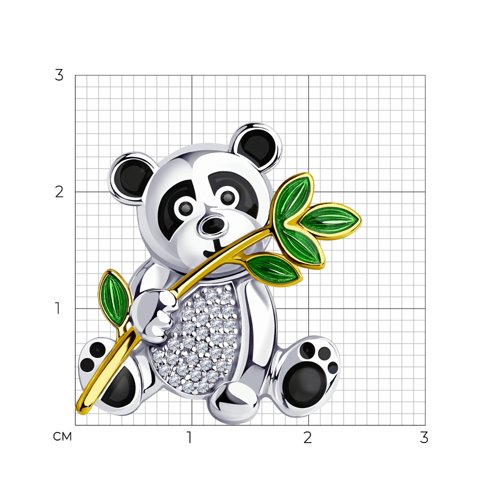 Брошь из золочёного серебра с эмалью и фианитами - фото 4