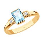 Кольцо из золота с топазом и Swarovski Zirconia