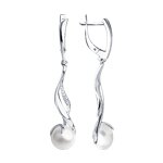 Серьги из серебра с жемчугом и фианитами
