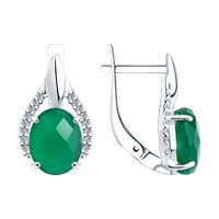 Серьги из серебра с агатами и фианитами