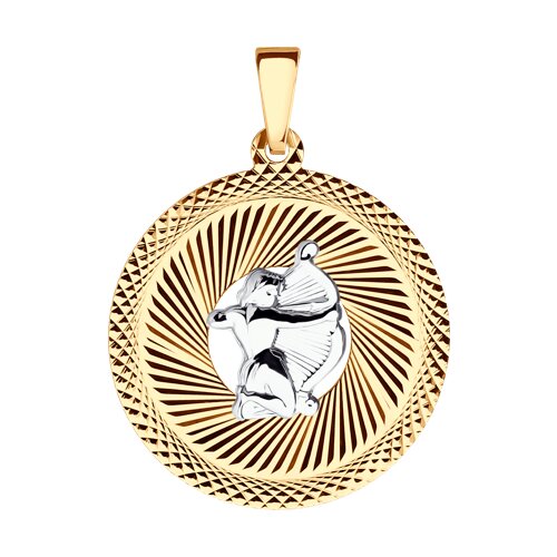 Подвеска "Знак зодиака Стрелец" из комбинированного золота с алмазной гранью