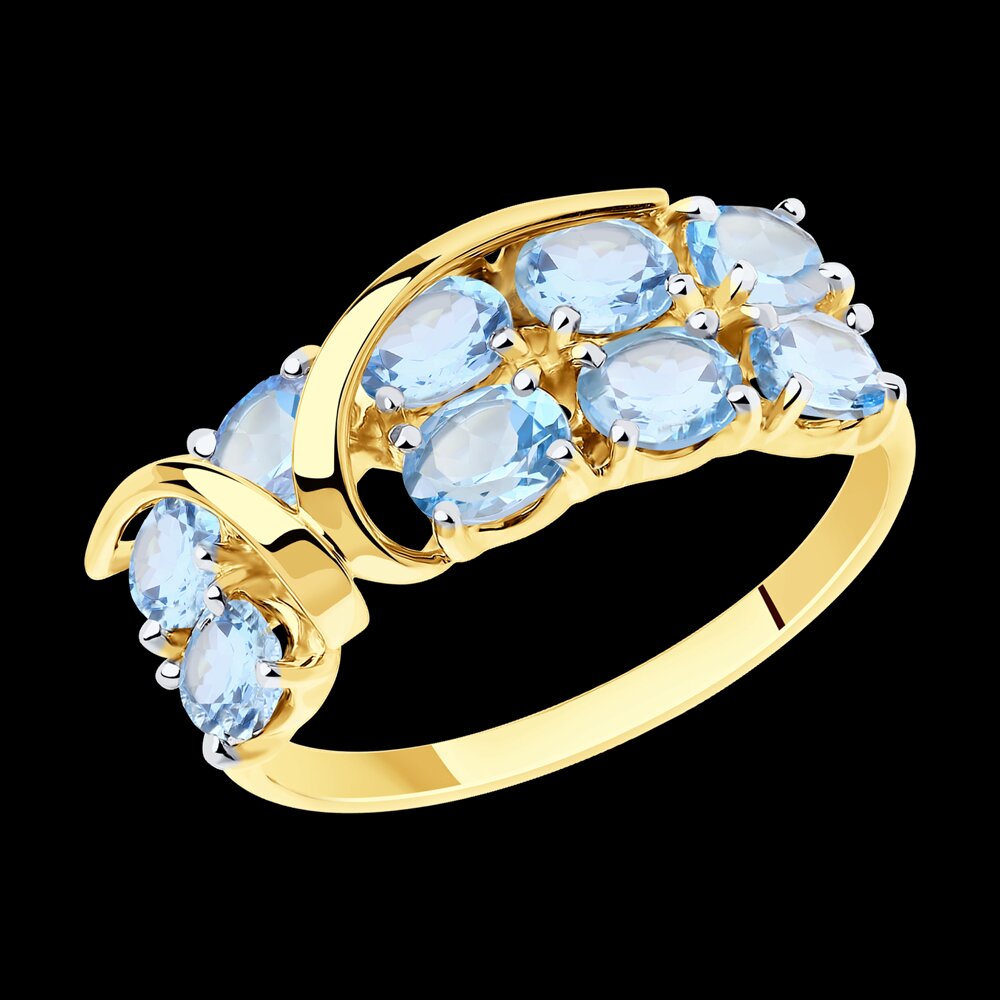 Кольцо SOKOLOV из желтого золота с топазами, фото 2