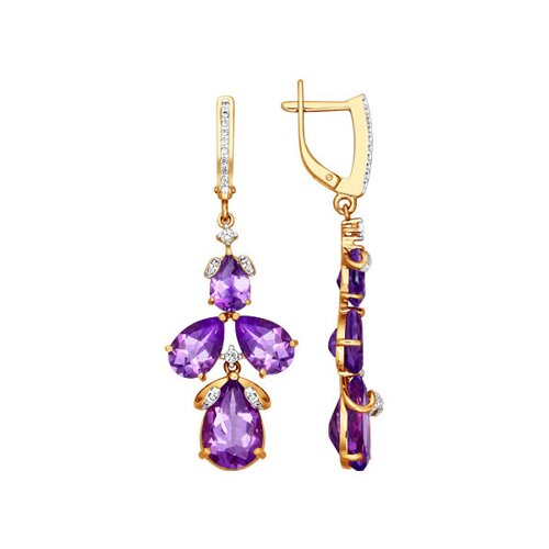 

Серьги длинные SOKOLOV из золота с аметистами и фианитами