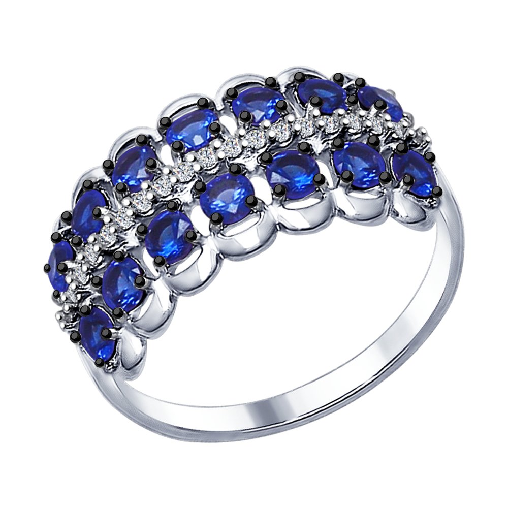 

Кольцо SOKOLOV из серебра с бесцветными и синими фианитами