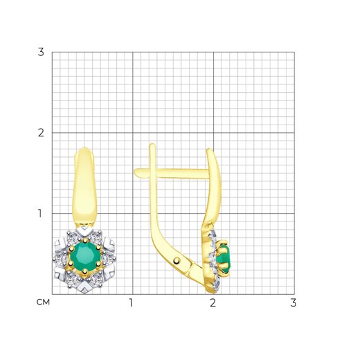 Серьги из желтого золота с агатами и фианитами 725777-2 SOKOLOV фото 2