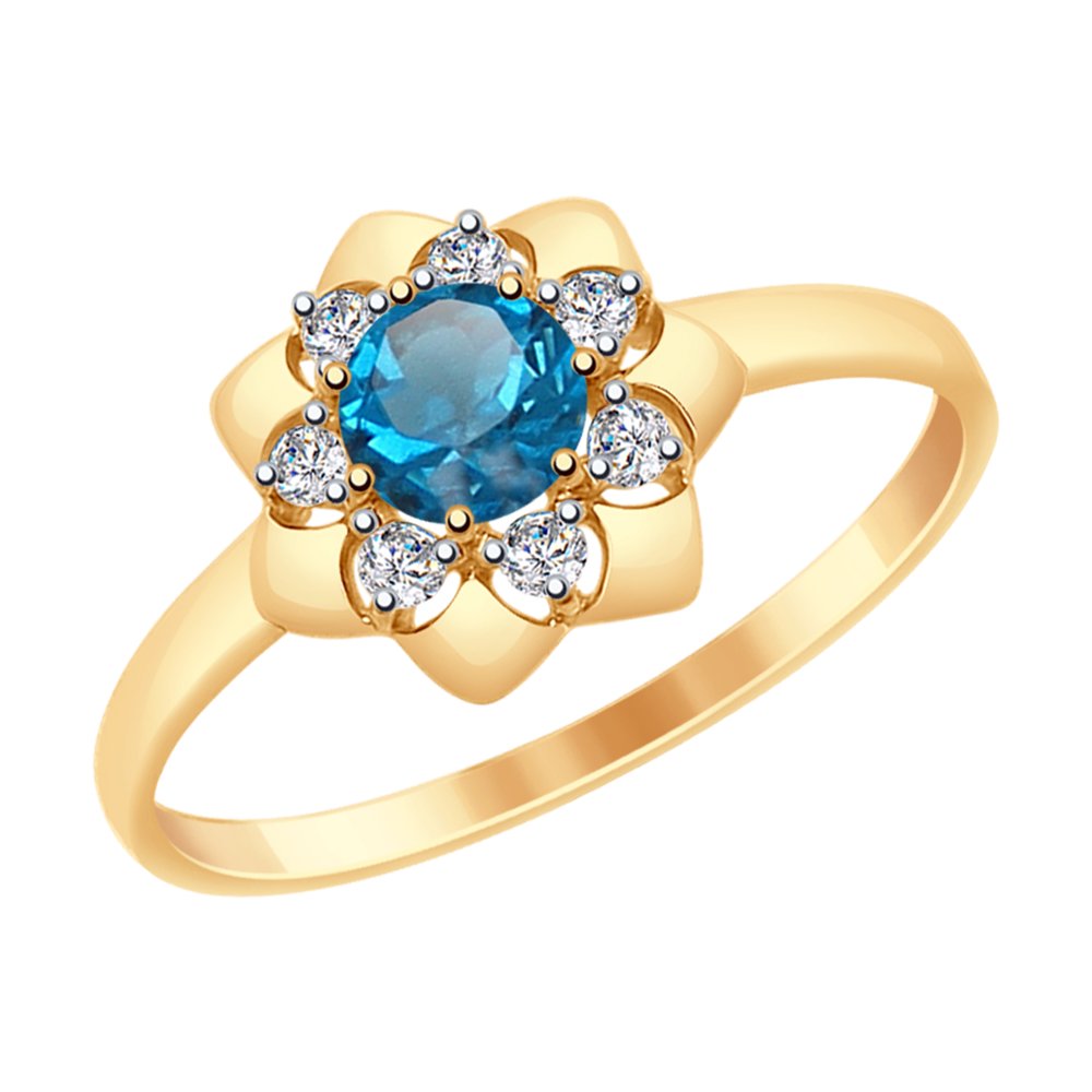 

Кольцо SOKOLOV из золота с синим топазом и Swarovski Zirconia