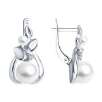 Серьги из серебра с жемчугом и фианитами