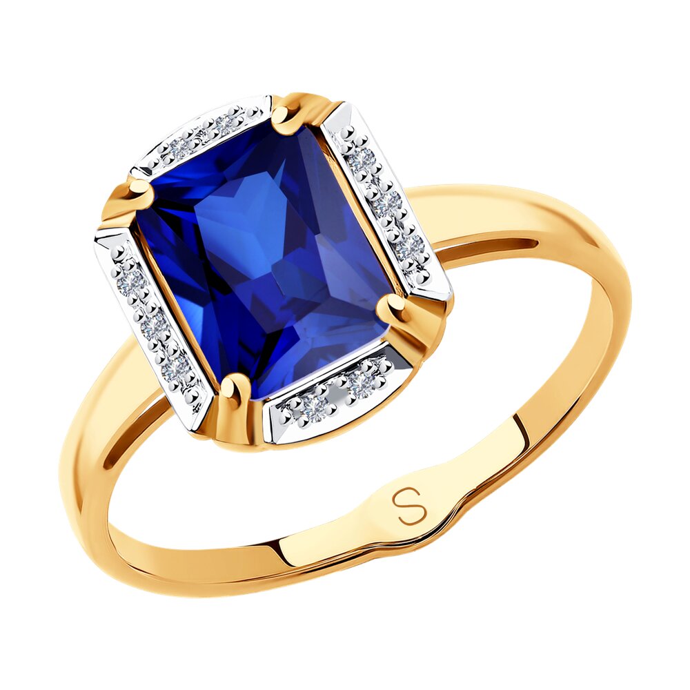 

Кольцо SOKOLOV Diamonds из золота с бриллиантами и синим корунд (синт.)