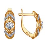 Серьги из золочёного серебра с фианитами