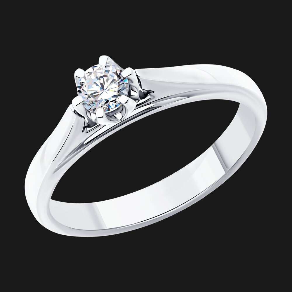 Кольцо SOKOLOV из белого золота с бриллиантом выращенным, фото 4